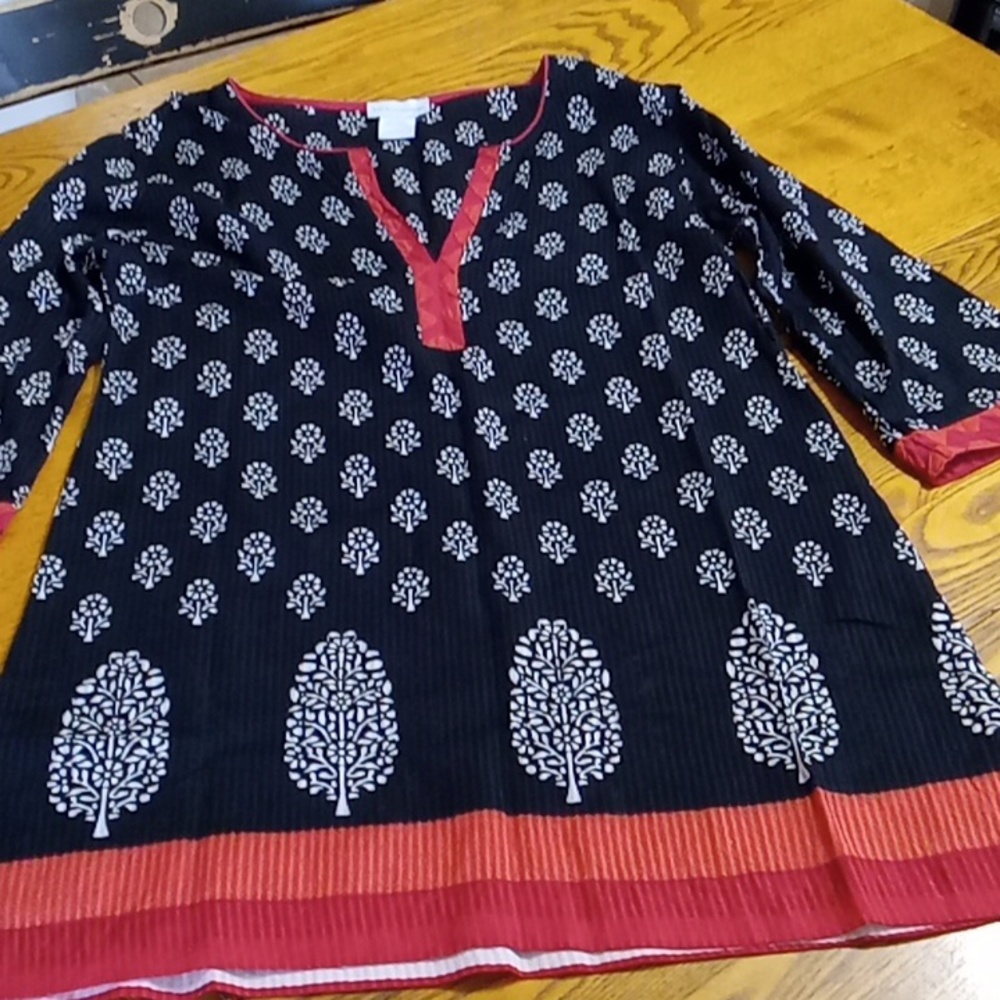 SOFT SURROUNDINGS SMALL Womens SHEER Dress Used Preowned Casual Tunic Floral